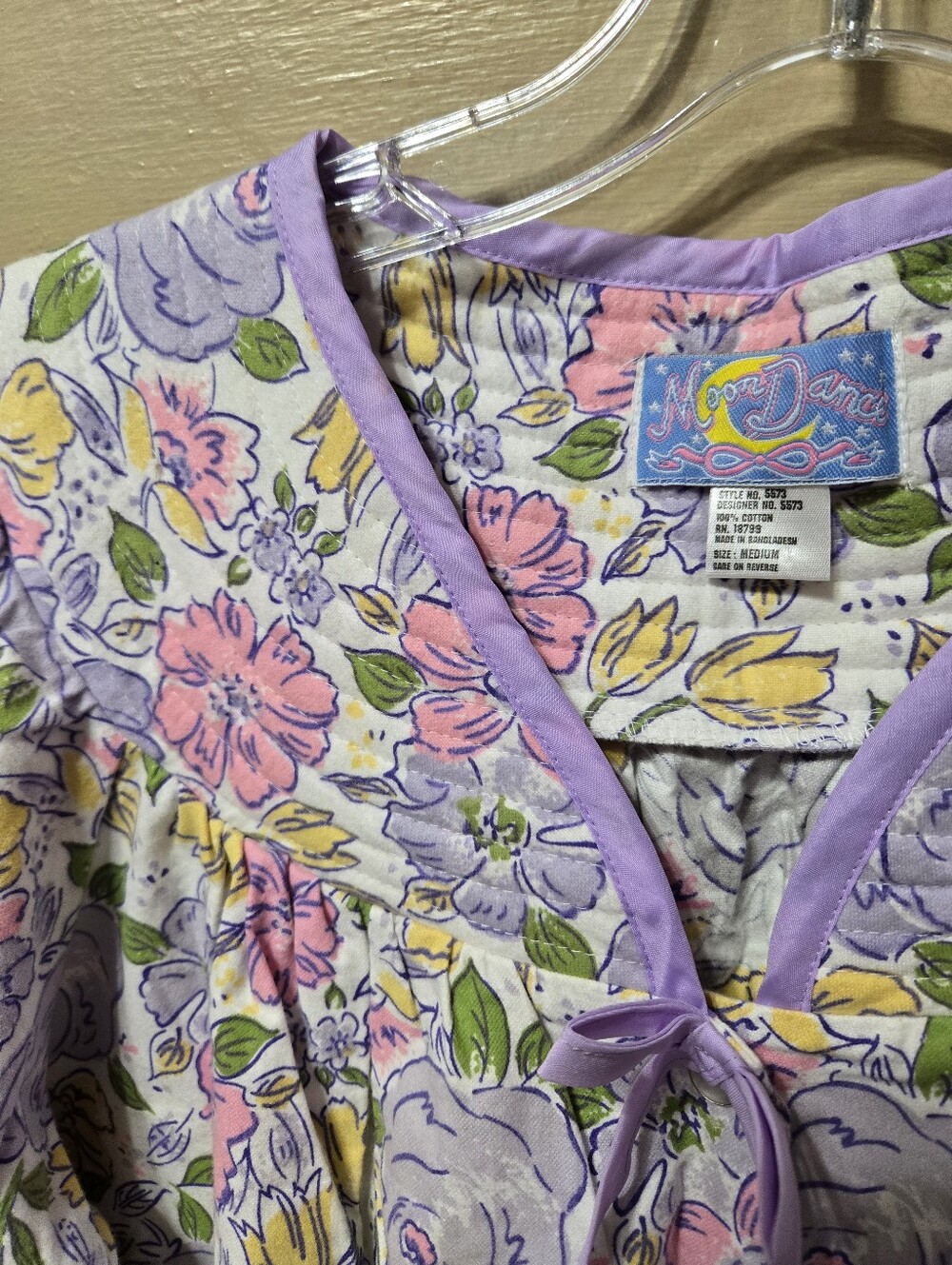 Moon Dance Vintage Purple Floral 100% Cotton Button Down Night Robe EUC - Picture 3 of 6
